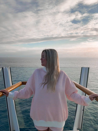 Pink Stripe Oversized Crewneck Sweatshirt – Sunkissed Coconut
