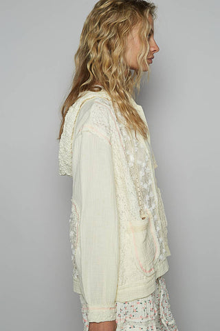 Pol Lace Balloon Sleeves Knit Jacket