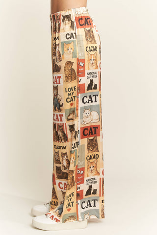 Cat Week Collage Wide Leg Pants