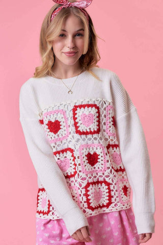 Heart Crochet Valentine Sweater