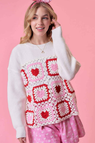 Heart Crochet Valentine Sweater