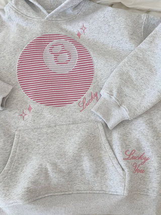 Sunkissed Coconut Pearl Grey Lucky You 8 Ball Embroider Hoodie