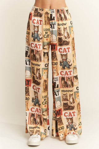 Cat Week Collage Wide Leg Pants