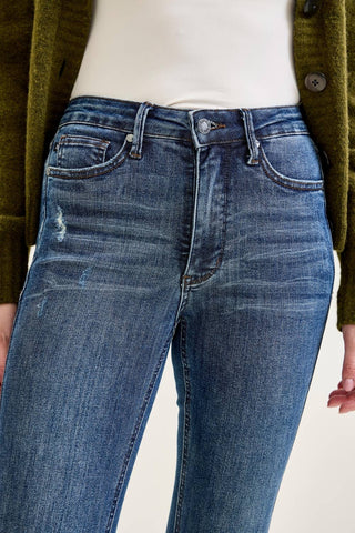 Judy Blue Mid Rise Dark Wash Tummy Control Destroy Skinny Jeans