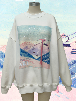 Ski Lodge Embroidered Crewneck – Winter Pastel | Sunkissed Coconut