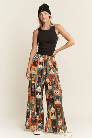 Cat Week Collage Wide Leg Pants