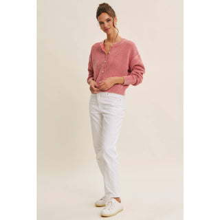 Mineral-Washed Cable Knit Cardigan