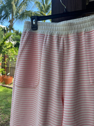 Pink Stripe Wide‑Leg Lounge Pants – Sunkissed Coconut