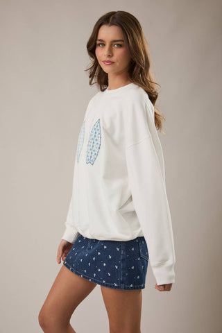 Coastal Surfboard Graphic Sweatshirt