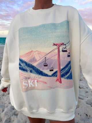 Ski Lodge Embroidered Crewneck – Winter Pastel | Sunkissed Coconut