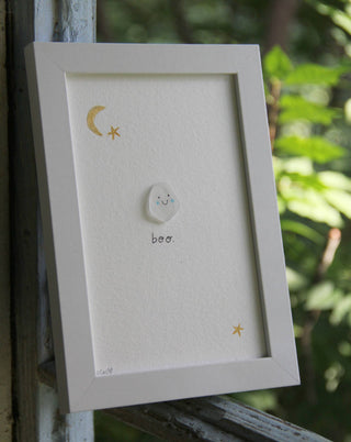 Boo Ghost Sea Glass Art – Framed Halloween Wall Décor