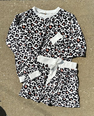 Animal Print Long Sleeve Two Piece Lounge Set