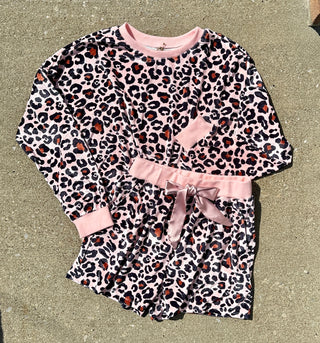 Animal Print Long Sleeve Two Piece Lounge Set