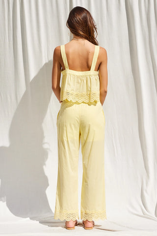 Sunlit Lace Trim Wide Leg Pants
