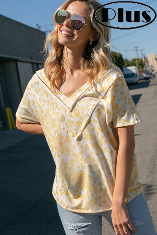 E Luna Plus Size Animal Print Short Sleeve Top