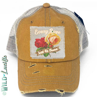 Every Rose Has Its Thorn - Distressed Trucker Hat Caps