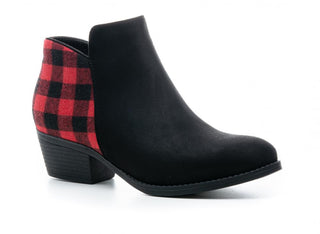 Corkys Prevail Red and Black Plaid Ankle Boot