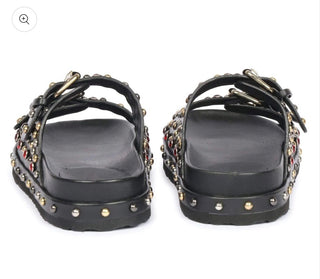 Emily Studded Double Buckle Black Sandle
