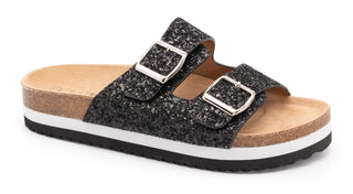 Beach Babe Black Glitter Slide