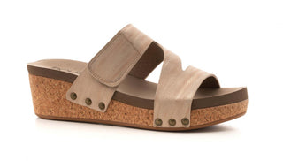 Corkys Zipadee Gold Metallic Wedge With Adjustable Straps