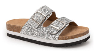 Beach Babe Silver Glitter Slide