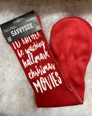 Christmas Watching Hallmark Movies Socks