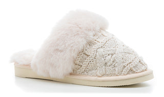 Cream Purl Fuzzy Slippers