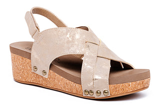 Wow Taupe Metallic Wedge Sandal
