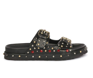Emily Studded Double Buckle Black Sandle