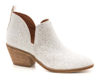 Glow Up White Sparkly Slip On Bootie