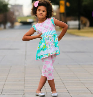 AnnLoren Toddler Little Big Girls' Spring Floral Dress Capri Leggings Best You Boutique LLC AnnLoren Toddler Little Big Girls' Spring Floral Dress Capri Leggings Best You Boutique LLC
