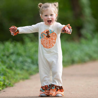 Pumpkin Patch Floral Autumn Romper