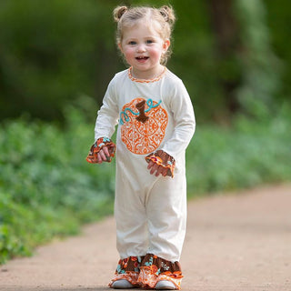 Pumpkin Patch Floral Autumn Romper